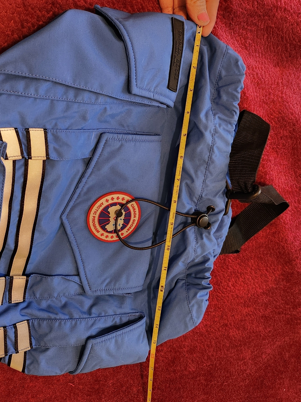 Canada Goose Light Blue Nylon Backpack with Red Logo Patch - Picture 12 of 13